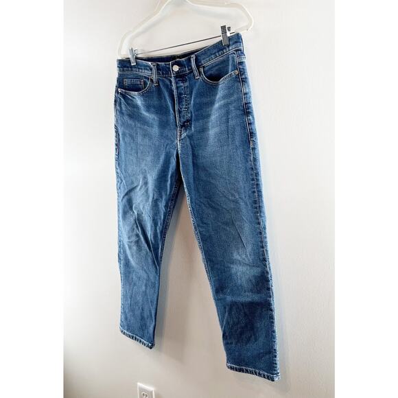 Banana Republic High Rise Button Fly Straight Leg Jeans Blue 30 Petite - Picture 11 of 12
